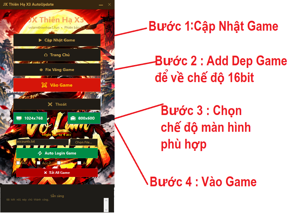 Hướng dẫn vào game